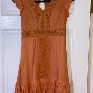 Orange Lace Trim Dress